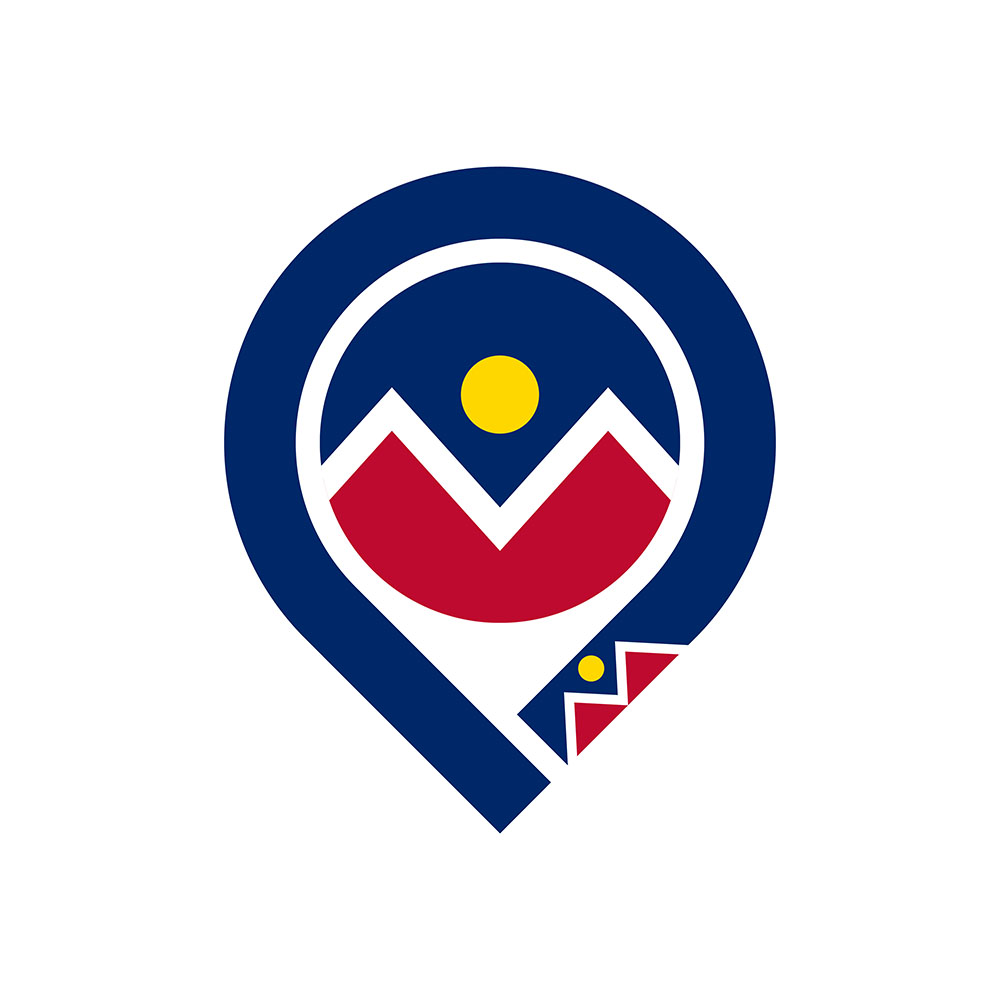 Map pin with the Denver flag on it