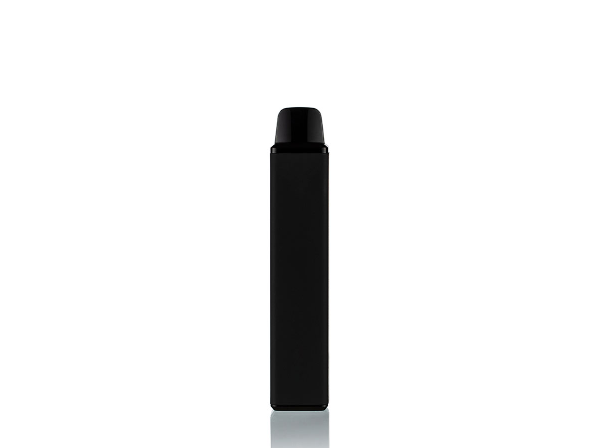 Black disposable vape on a white background