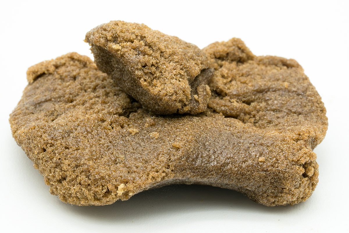 Pressed bubble hash on a white background