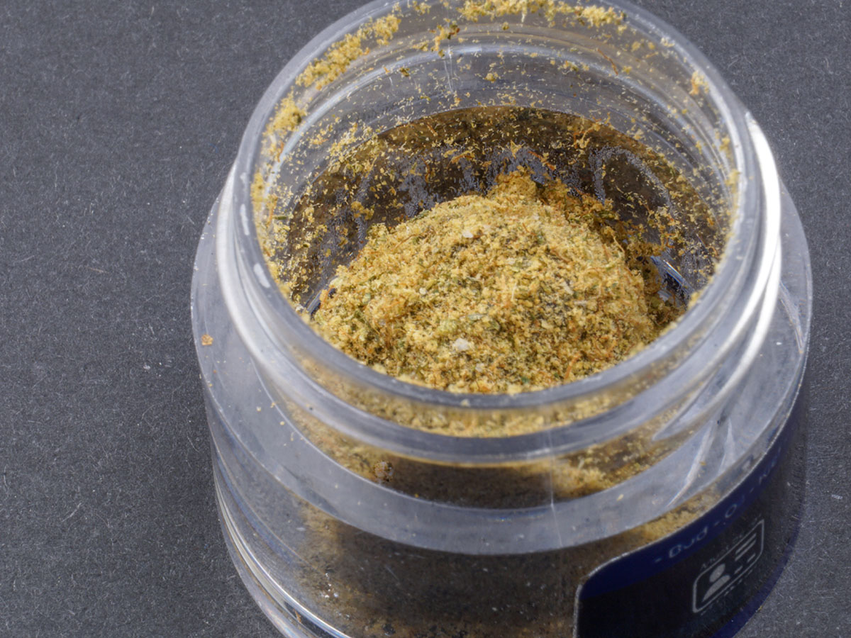 Marijuana moon rock in a dispensary jar