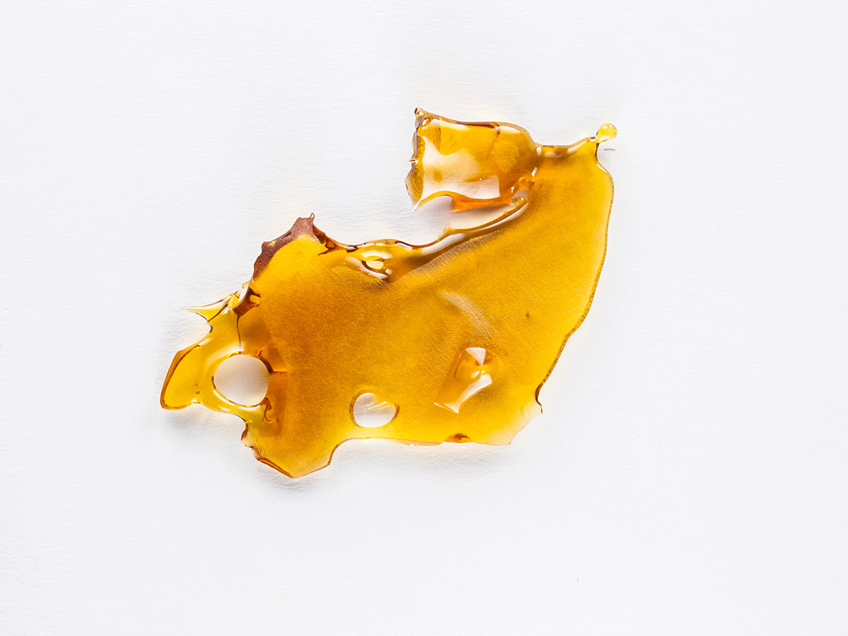 A curled piece of marijuana shatter