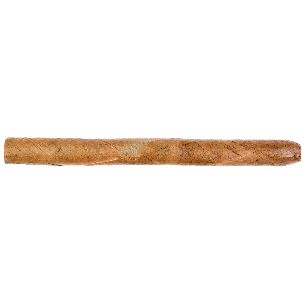 Cannabis blunt in light brown paper on a white background