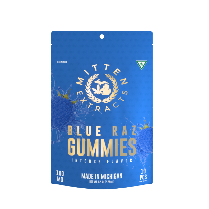 Mitten Extracts Blue Raz Gummies 100mg