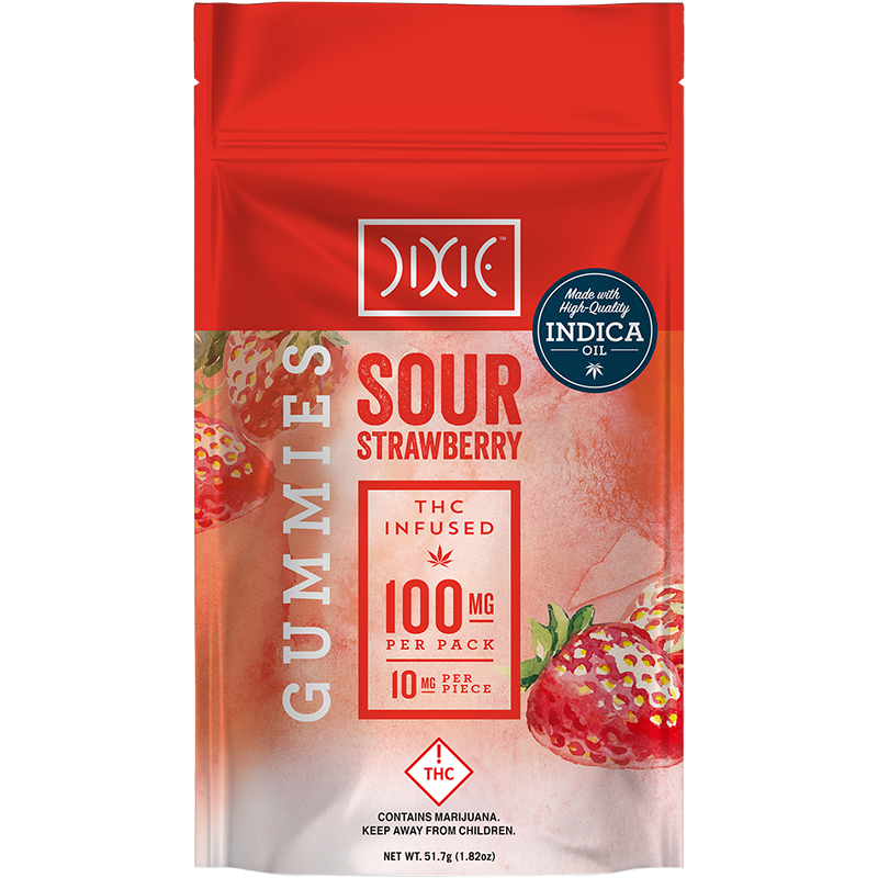Dixie Gummies Sour Strawberry 100mg