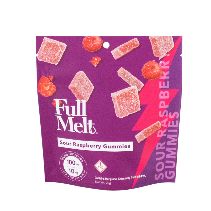 Full Melt Sour Raspberry Gummies 10pk Thc 100mg