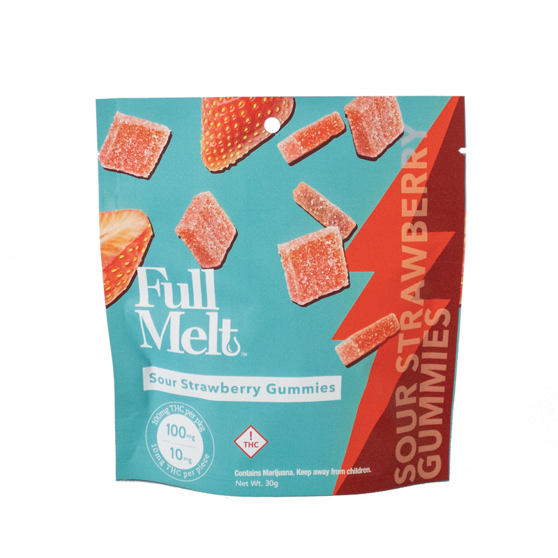 Full Melt Sour Strawberry Gummies 10pk Thc 100mg