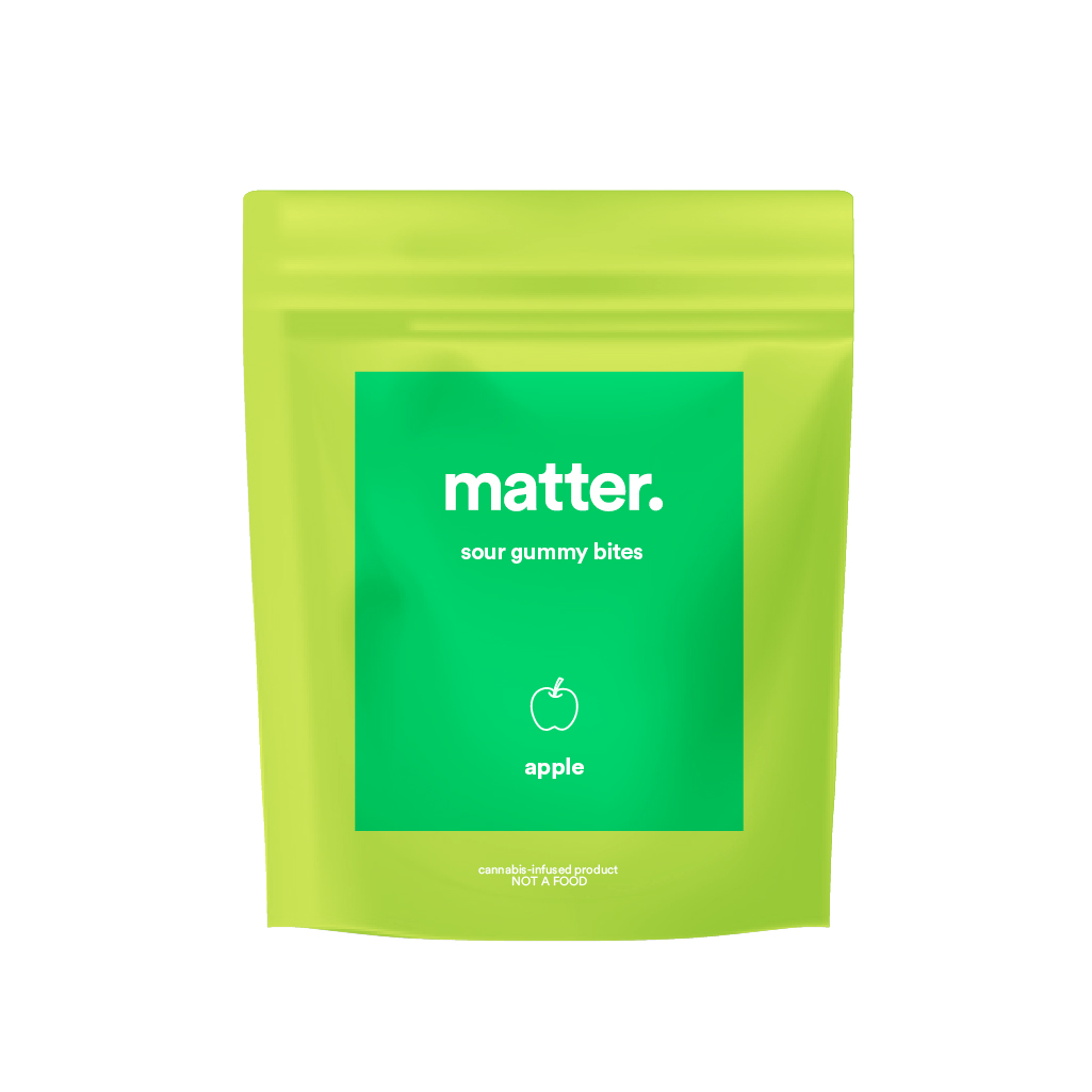 matter. sour apple gummy bites packaging