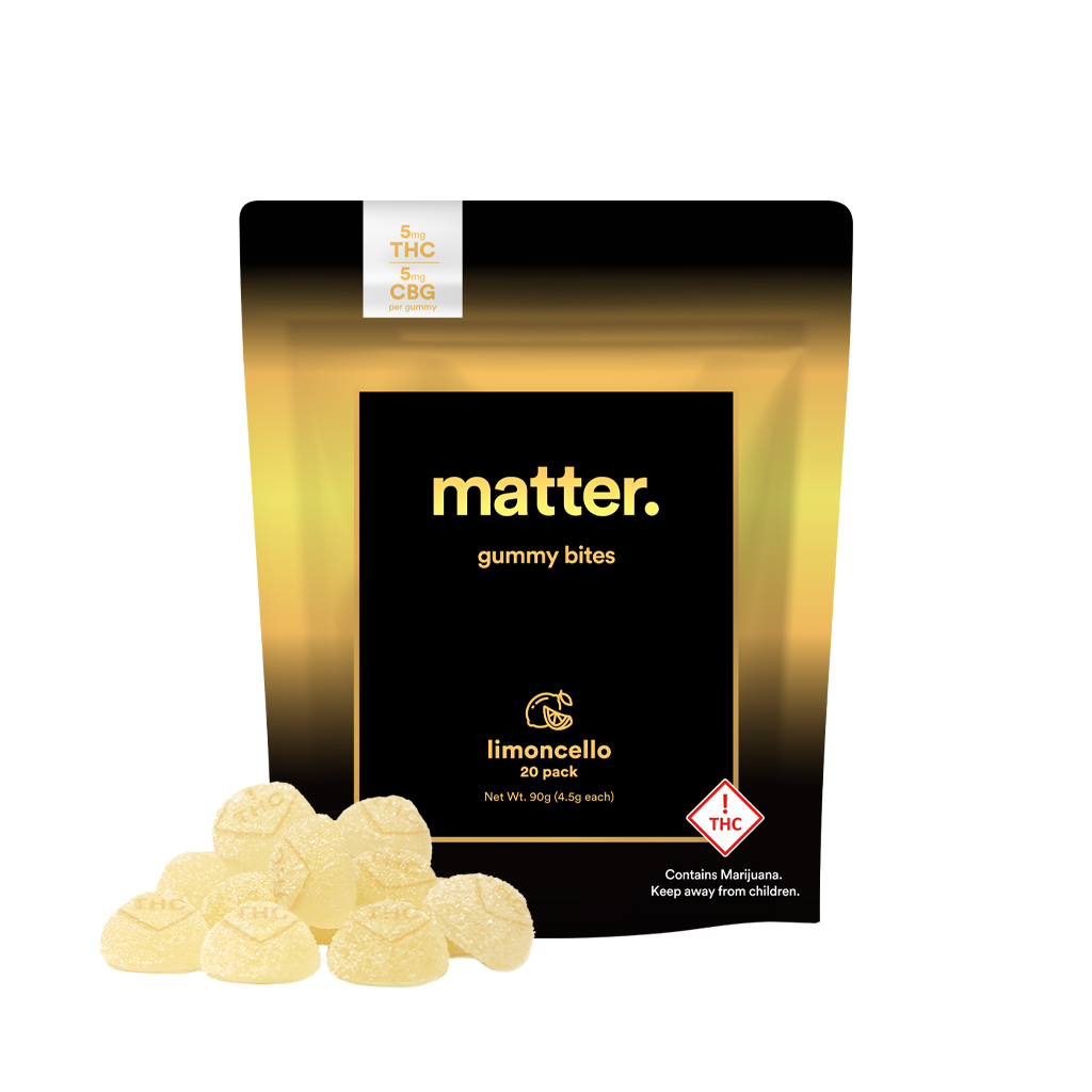 matter. Cannabis Edible Gummy Bites Limoncello Product and Packaging Colorado