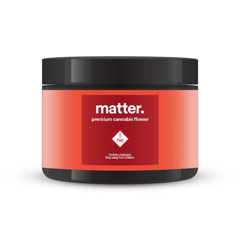 matter. pre-weighed cannabis flower sativa 14g packaging